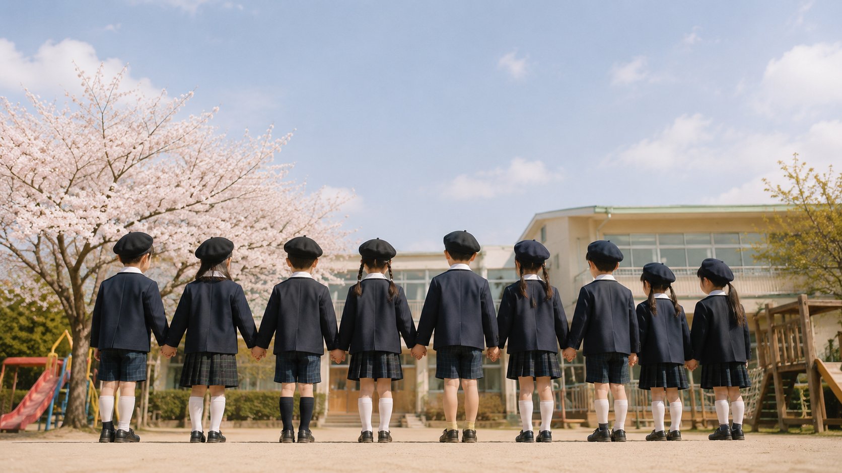 制服姿の卒園を迎える子どもたち